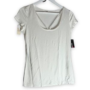 NEW Garage White Scoop Neckline Strappy Rayon T Shirt Womenโs Size Large